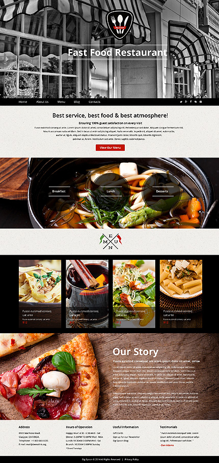 Template 51109   fast food responsive website template with bootstrap