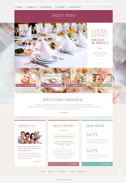 Template 49240   party hire responsive website template with gallery