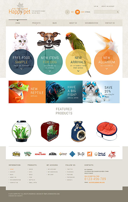 Template 52131   pets store responsive shopify theme with circle and product animations and hover effects