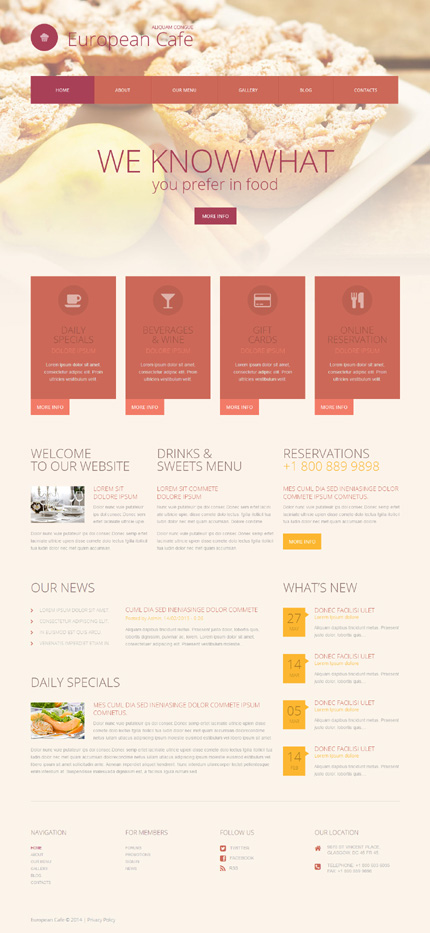 Template 52062   restaurant cafe responsive wordpress theme with blog and gallery lazy load effects