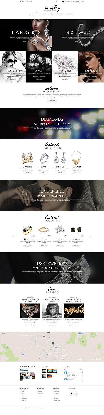 Template 52253   jewelry store responsive shopify theme with video background parallax product animations hover effects and blog