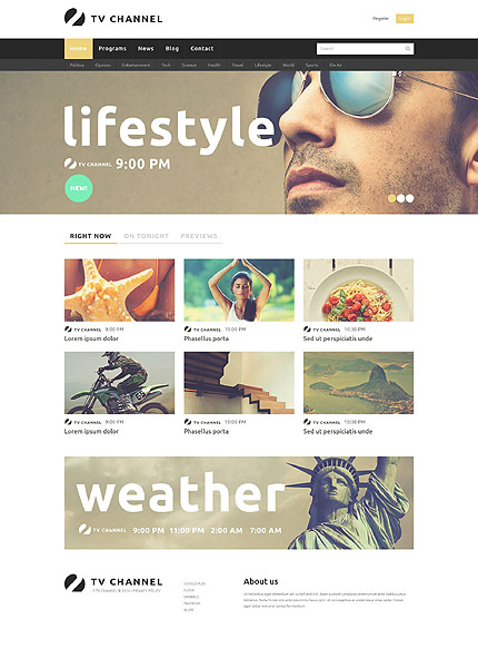 Template 52311   tv channel responsive joomla template with slider banners with zoom and lazy load gallery blog and forum