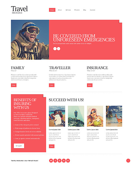 Template 51150   travel insurance responsive website template with slider gallery and blog