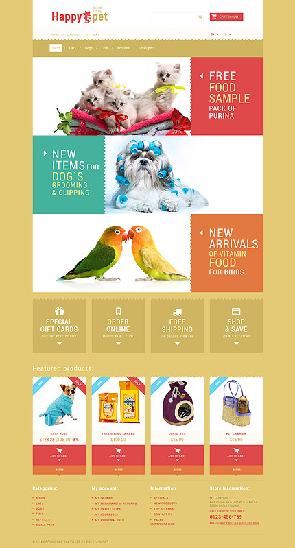 Template 52626   pets online responsive prestashop theme with product slideshows and image zoom animations