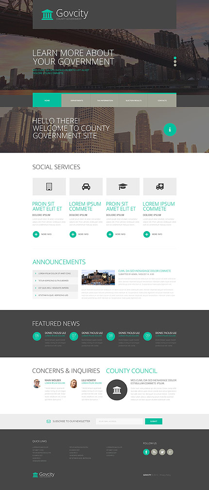 Template 52938   county government responsive website template with slider portfolio social and media add ons