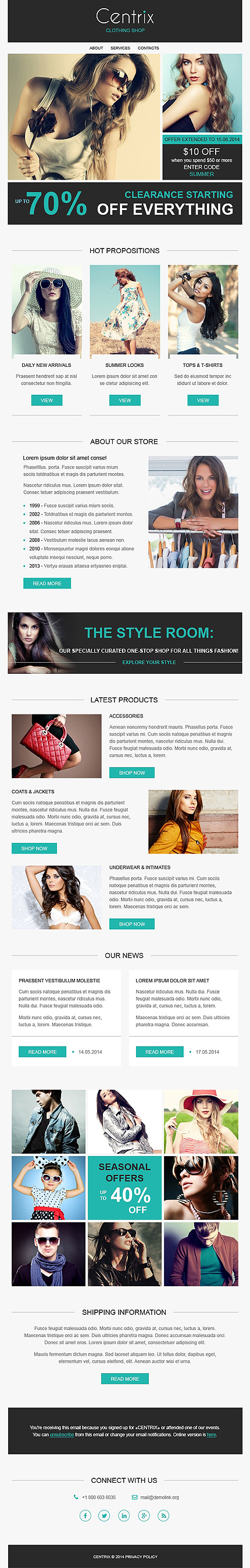 Template 50929   clothes responsive newsletter template