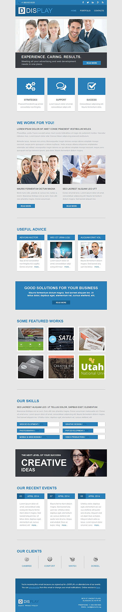 Template 52682   web development agency responsive newsletter in blue and gray