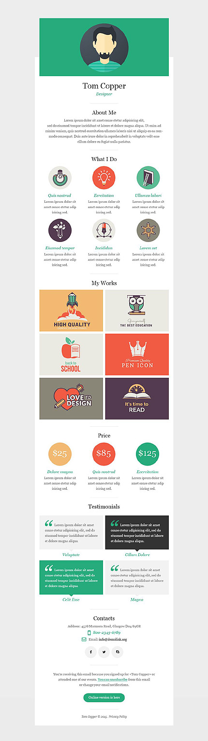 Template 52898   designer personal page responsive newsletter template