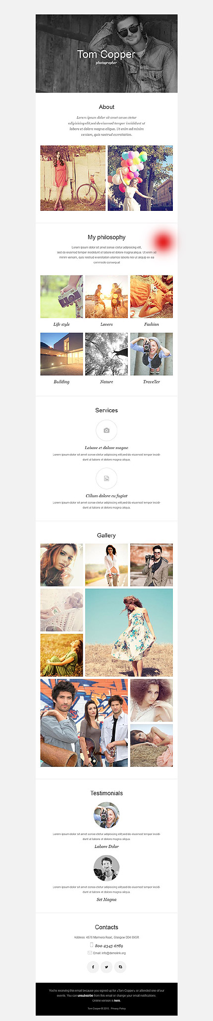 Template 52967   photographer responsive newsletter template