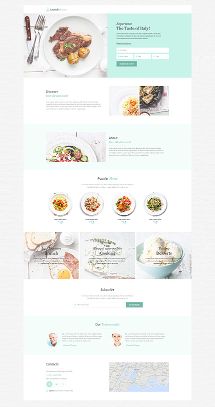 Template 53202 Restaurant Responsive Landing Page Template with Animations Reservation Form Subscription Form | Boost Conversions with One page Landing Page Templates | Entheosweb Template 53202 restaurant responsive landing page template with animations reservation form subscription form