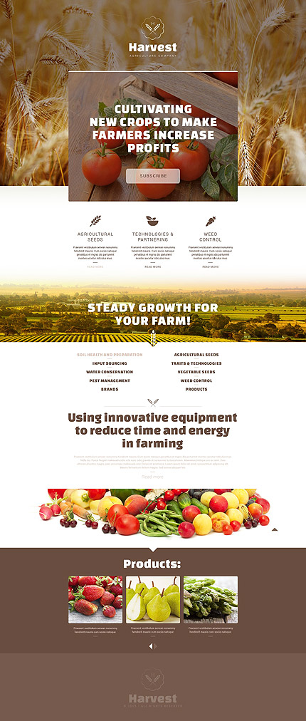 Template 53462 Harvest Agriculture Responsive Landing Page Template | Boost Conversions with One page Landing Page Templates | Entheosweb Template 53462 harvest agriculture responsive landing page template