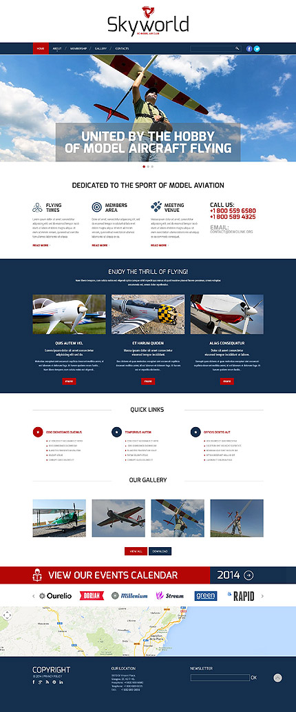 Template 52287   model flying club responsive website template with gallery and bootstrap
