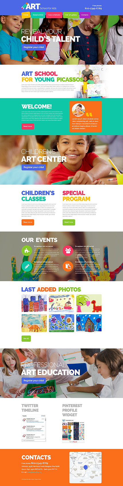 Template 54875   art school responsive website template with parallax and animation
