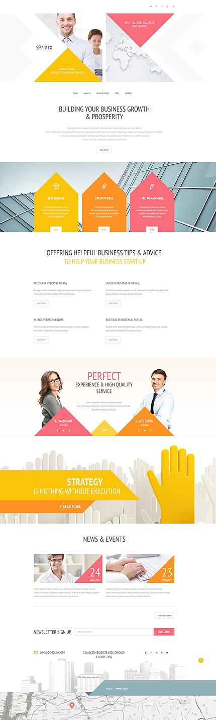 Template 54969   business responsive website template with touch friendly geometric design