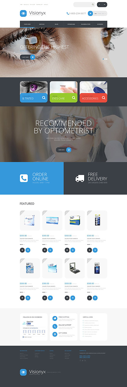 Template 54980   contact lenses responsive opencart template with carousel and slider