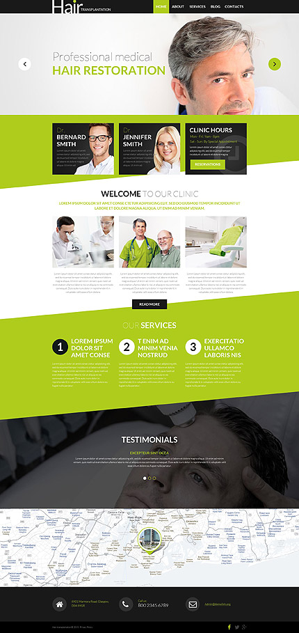 Template 53016   hair transplant responsive wordpress theme with slider carousel parallax lazy load effect blog gallery