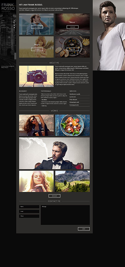 Template 53418  photography portfolio responsive single page website template