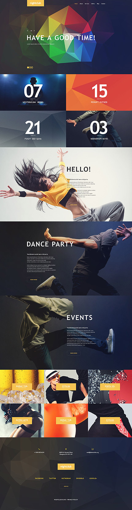 Template 54583 night club responsive wordpress theme with slider parallax blog and gallery