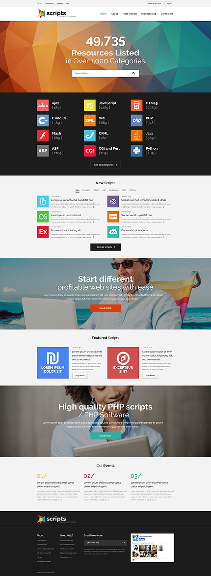 Template 54873   script directory responsive website template with parallax