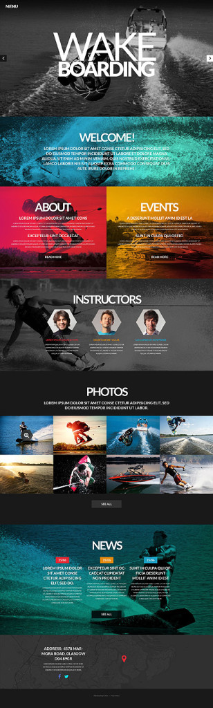 Template 52120 Wakeboarding Runner Responsive Website Template | Best Website Templates February 2016 | Entheosweb Template 52120 wakeboarding runner responsive website template