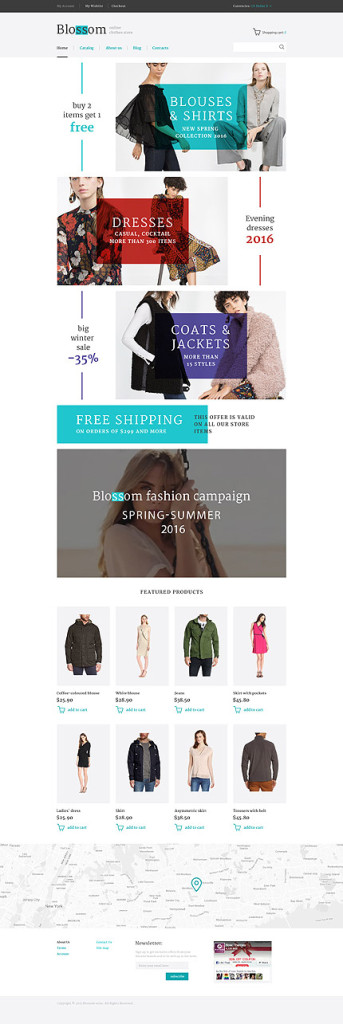Template 58124   blossom clothing store responsive virtuemart template with banners video slideshow catalog and blog