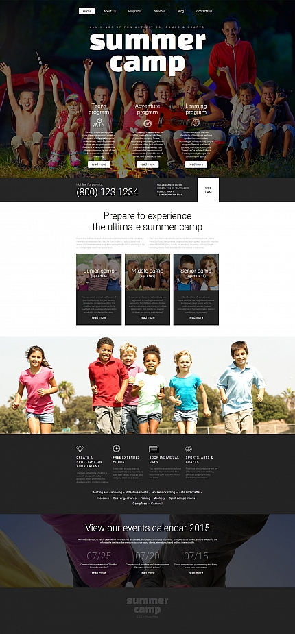 Template 58416   summer camping responsive moto cms 3 template