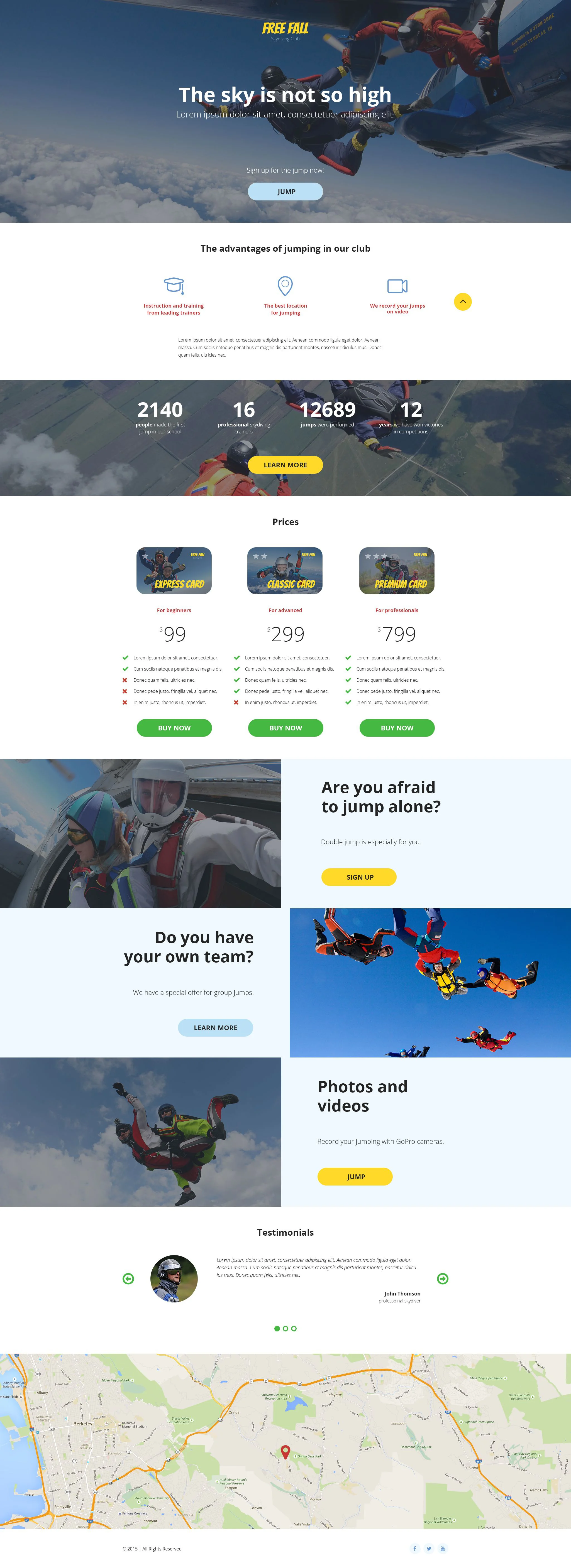 Template 55576   free fall skydiving responsive landing page template with theme color switcher parallax and carousel