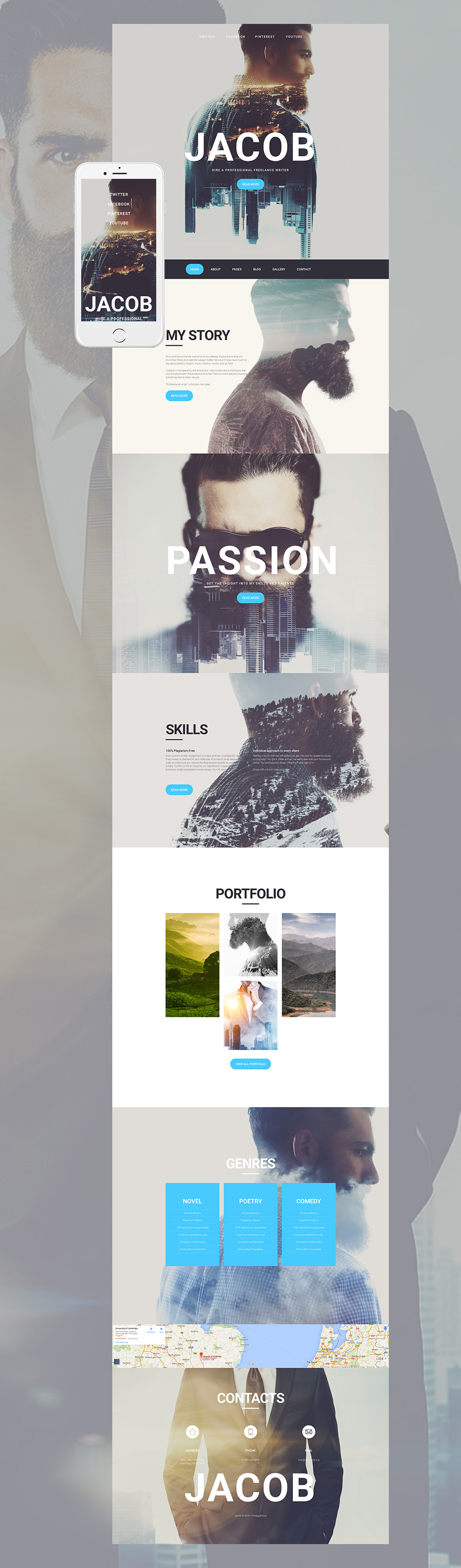 Template 58543 Photographer Responsive Moto Cms 3 Template | Featured Template Creative Double Exposure Responsive Moto Cms 3 Template | Entheosweb Template 58543