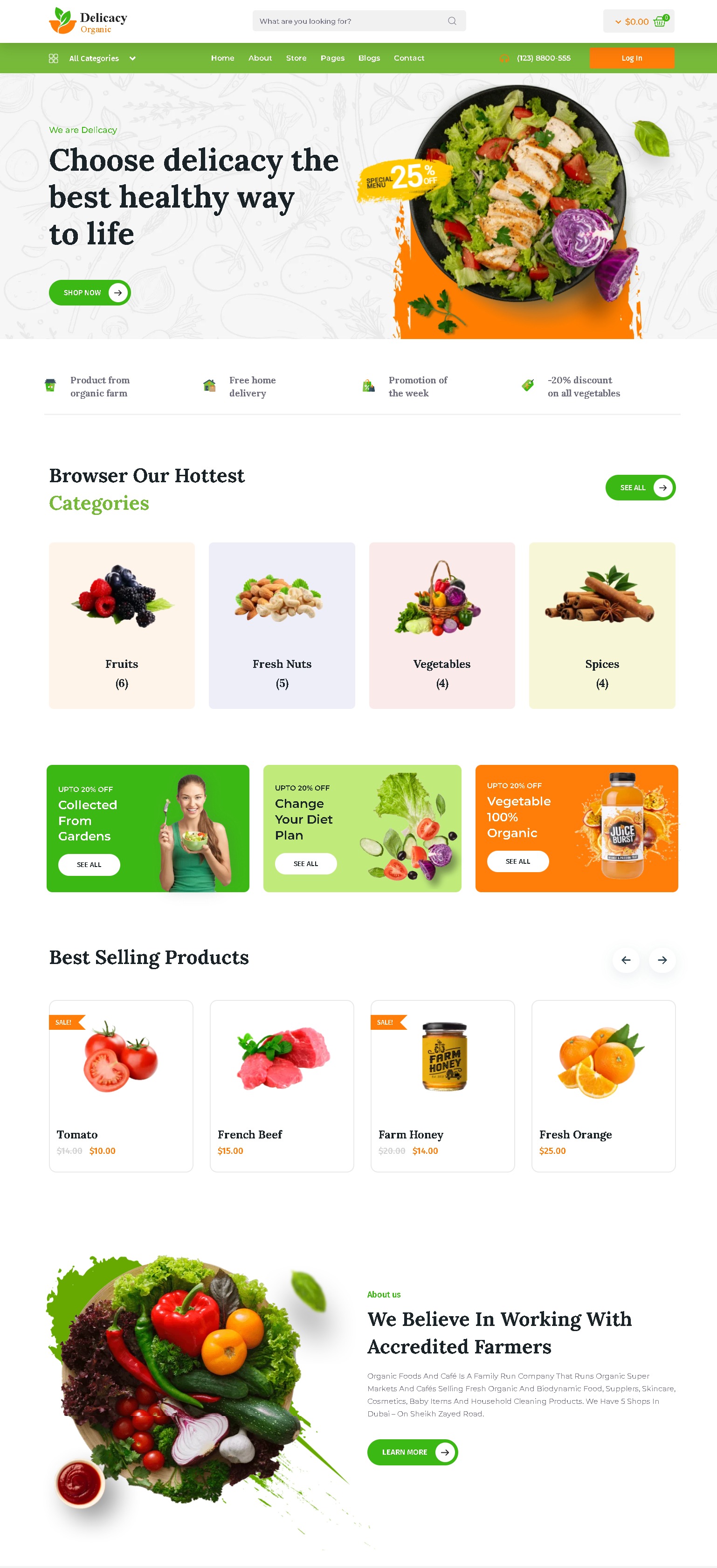 Delicacy   organic  food store elementor wordpress theme