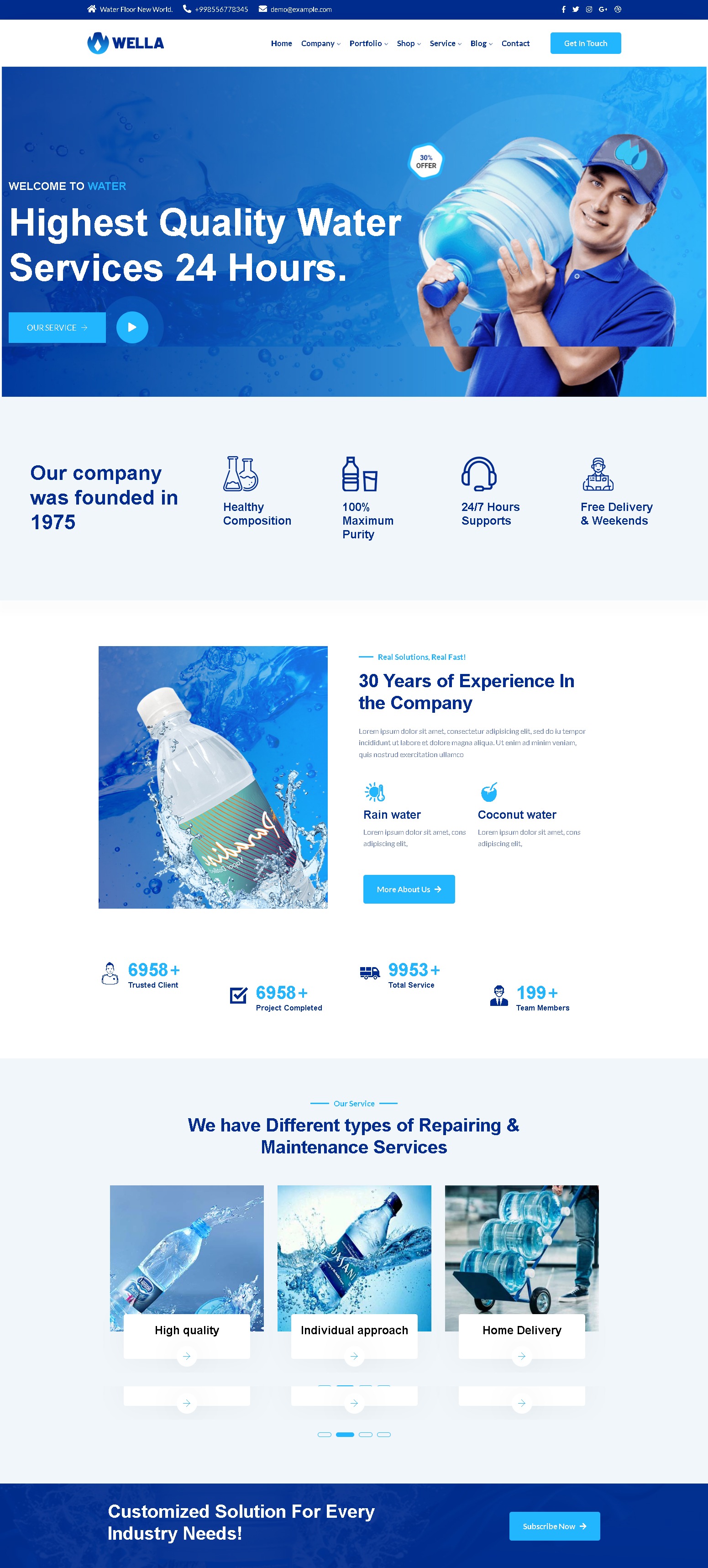Wella   drinking water delivery wordpress theme