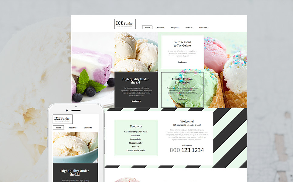 Ice Cream Moto Cms Html Template | Best Web Templates November 2016 | Entheosweb Ice cream moto cms html template