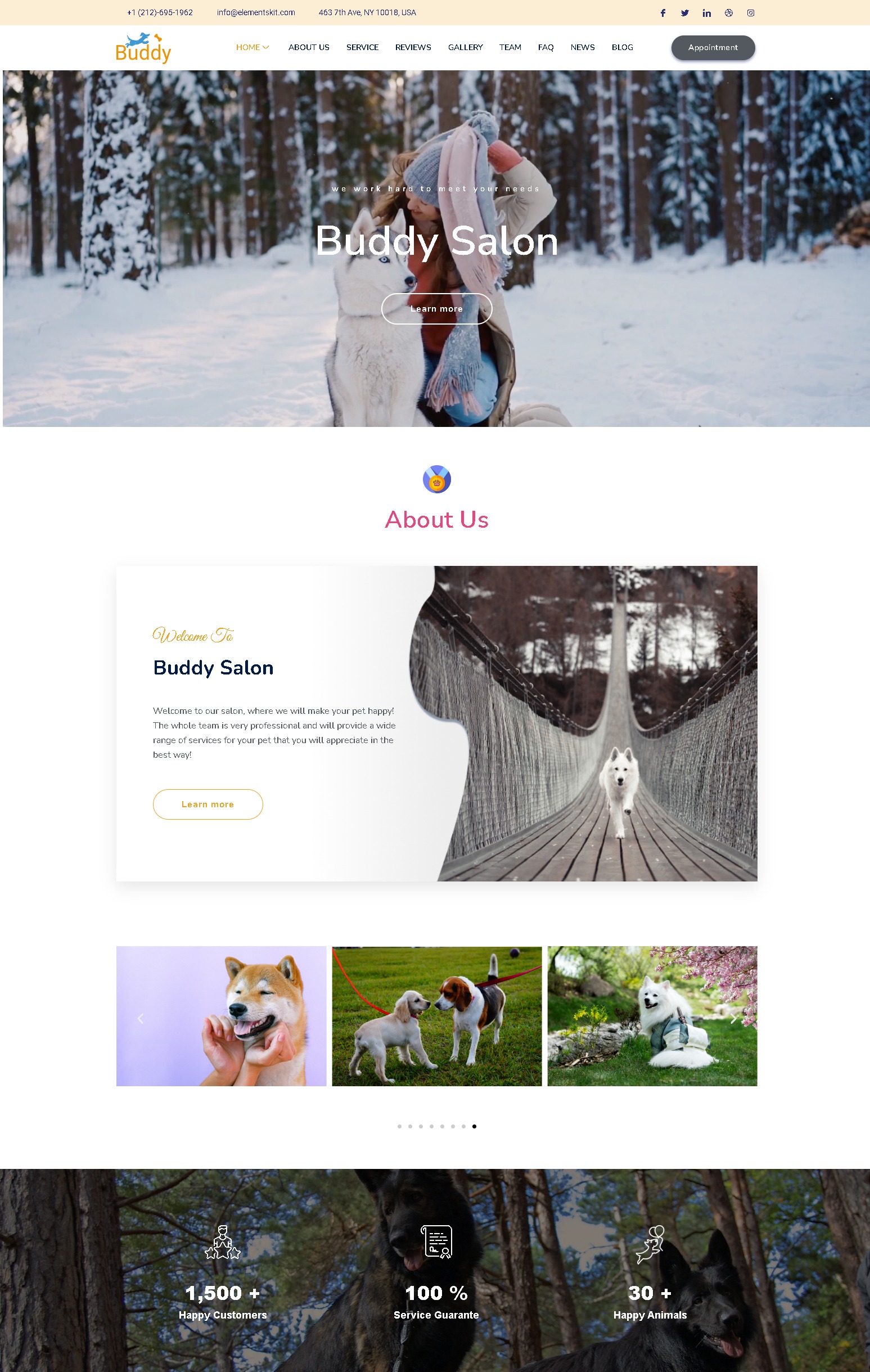 Buddy   animal service elementor landing page wordpress theme