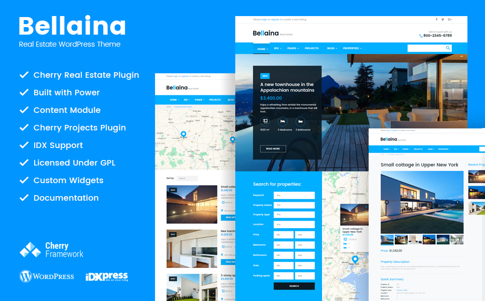 Bellaina Real Estate Responsive Wordpress Theme | Featured Template Bellaina Real Estate Responsive Wordpress Theme with Property Locator | Entheosweb Bellaina real estate responsive wordpress theme