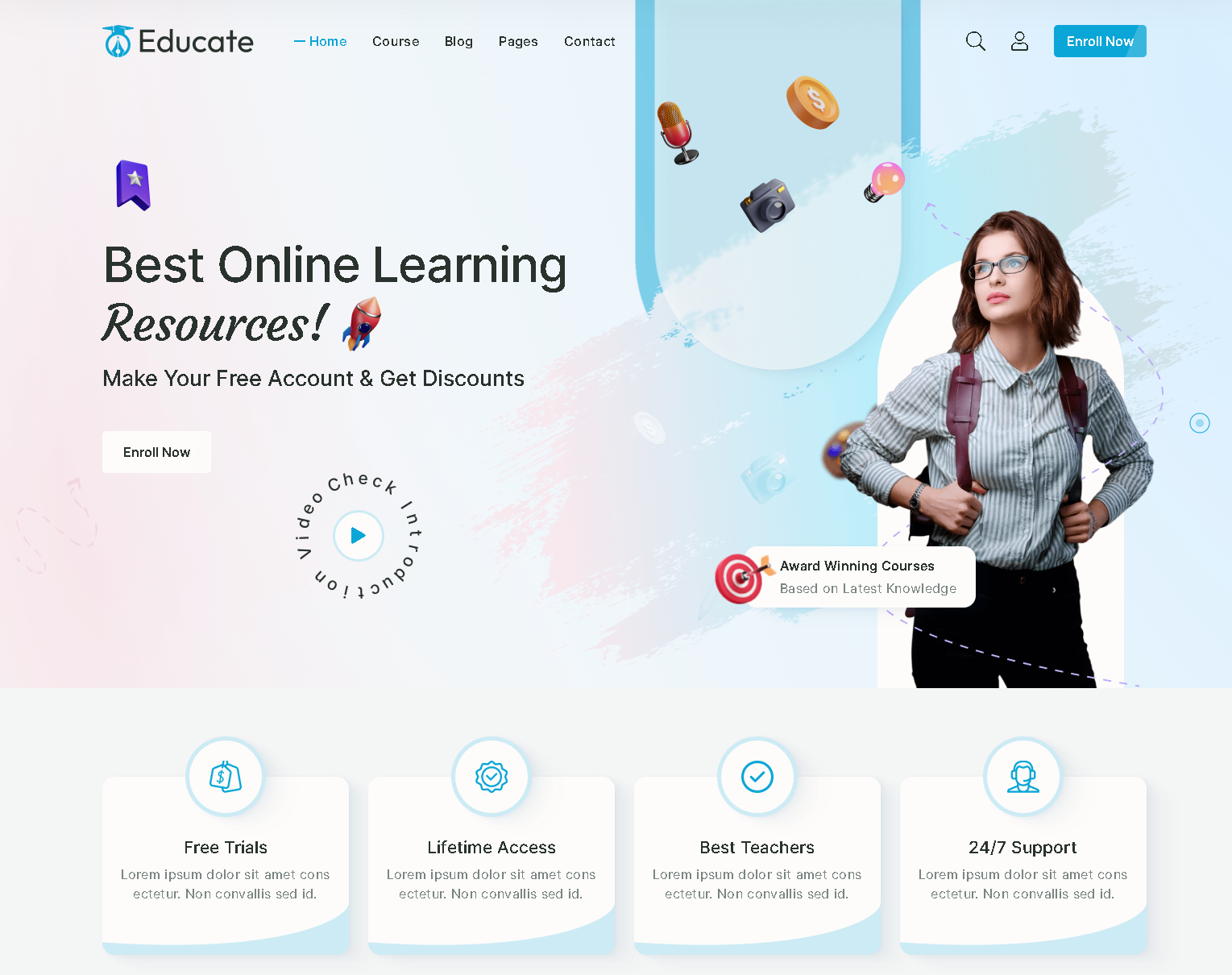 Educate   online education  courses html website template