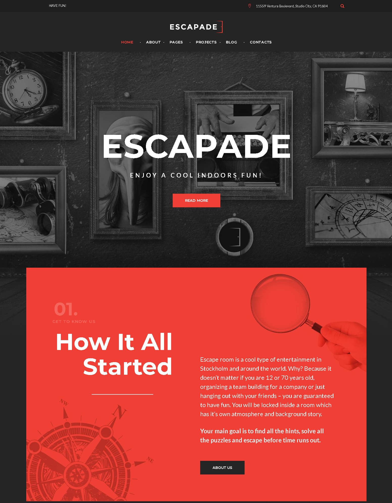 Escapade 1 | Popular Website Designs | Entheosweb Escapade   escape room responsive wordpress theme