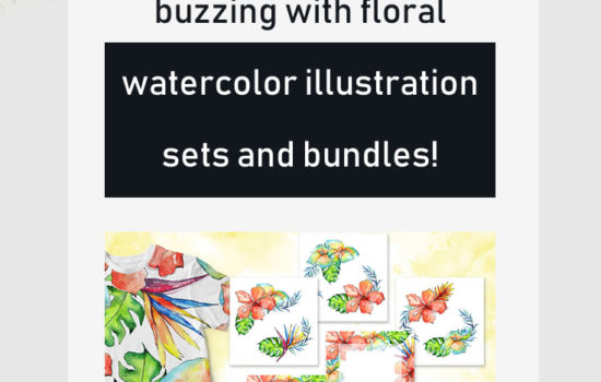 Get your design ideas buzzing with floral watercolor illustration sets and bundles!
