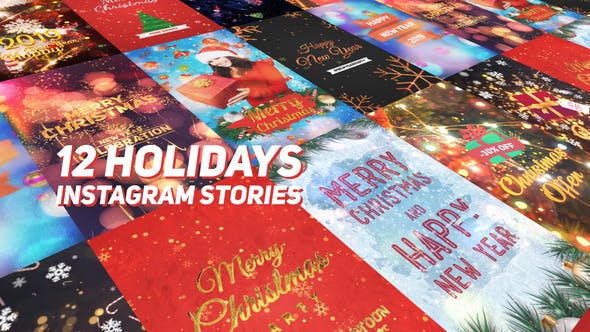 Holidays instagram stories pack   christmas and new year animated videos