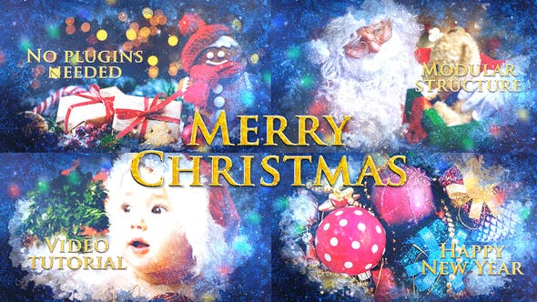 Merry christmas slideshow video animation  holiday greetings  winter memories album  new year titles
