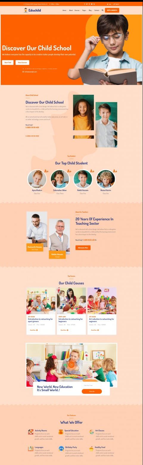 Educhild   child education responsive wordpress theme   orange theme