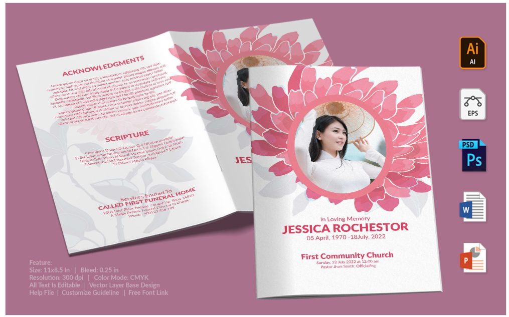 Image | Beautiful Funeral Program Memorial Service Ready made Template Designs Creative Designs to Inspire You | Entheosweb Image