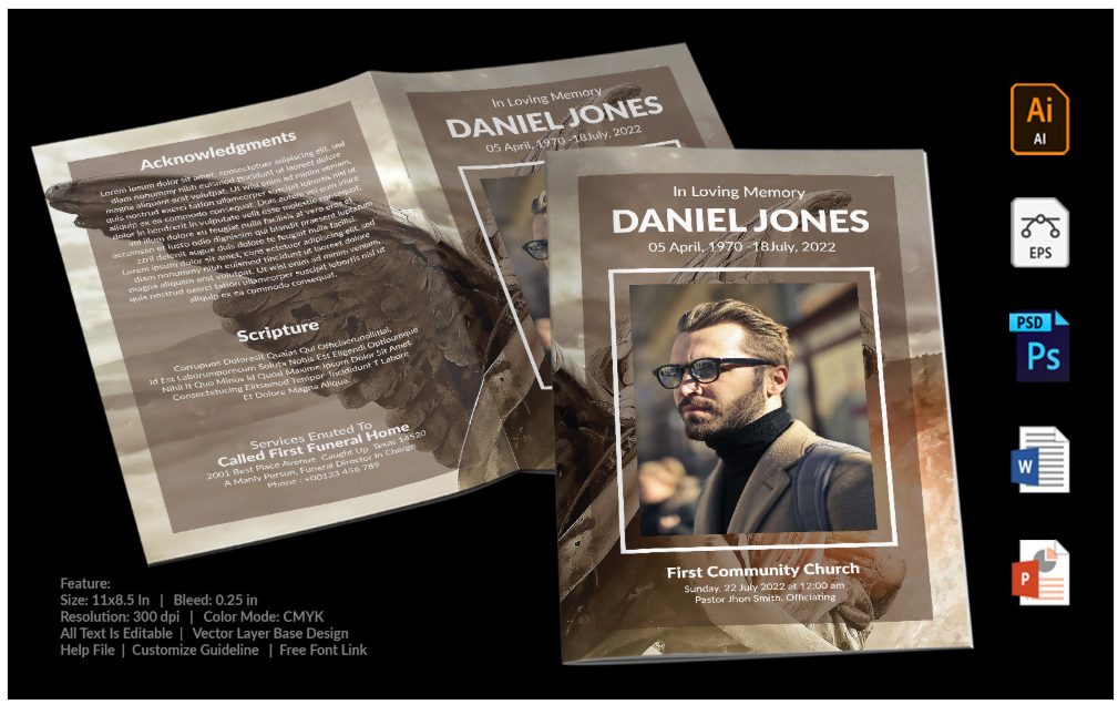 Image | Beautiful Funeral Program Memorial Service Ready made Template Designs Creative Designs to Inspire You | Entheosweb Image