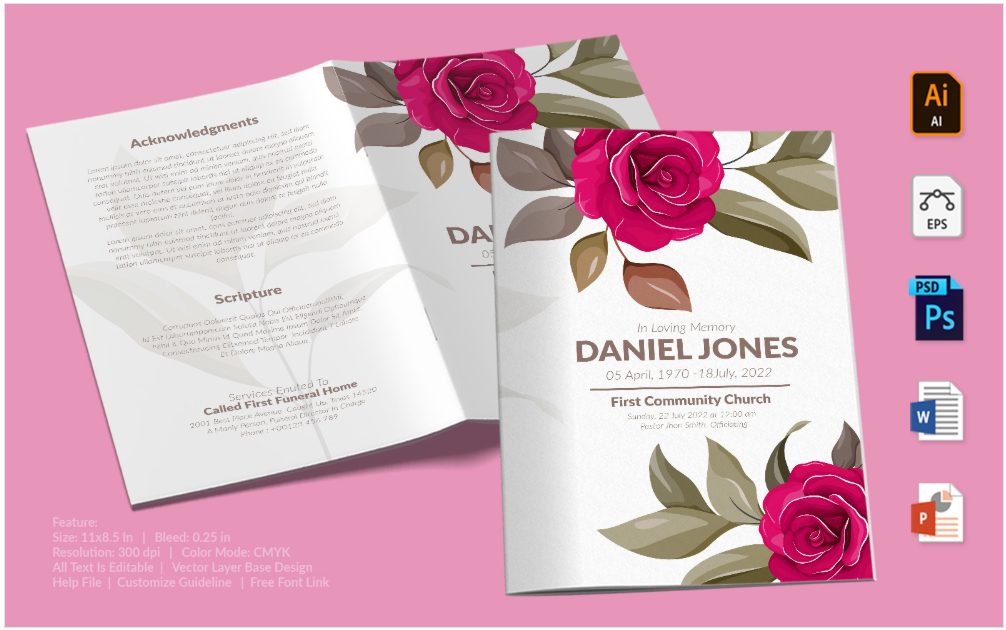 Image | Beautiful Funeral Program Memorial Service Ready made Template Designs Creative Designs to Inspire You | Entheosweb Image