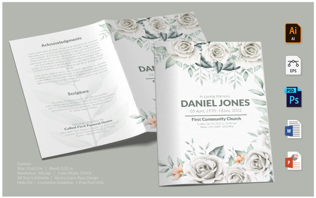 Image | Beautiful Funeral Program Memorial Service Ready made Template Designs Creative Designs to Inspire You | Entheosweb Image