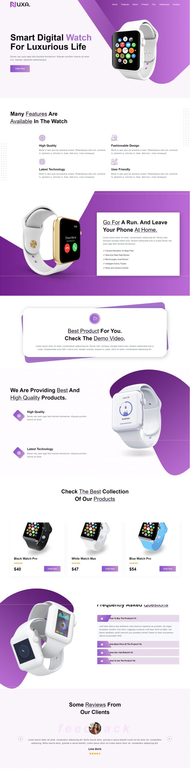 Nuxa   product landing vue js template