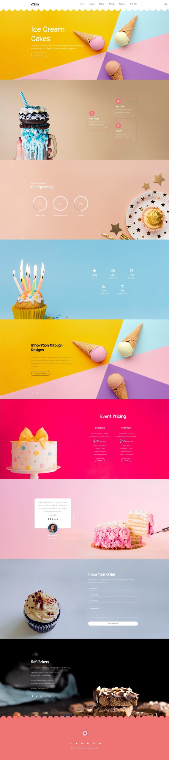 Rafi | cakes html5 landing page template