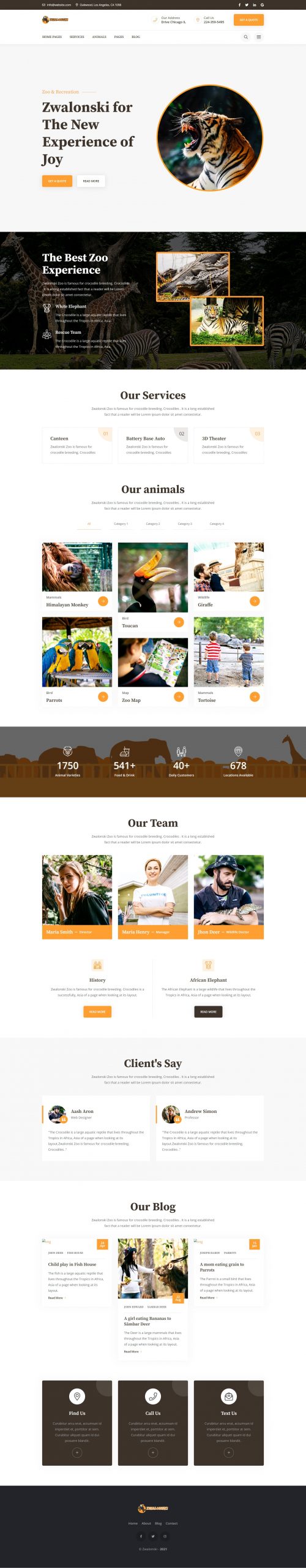 Zwalonski animal zoo html5 website template
