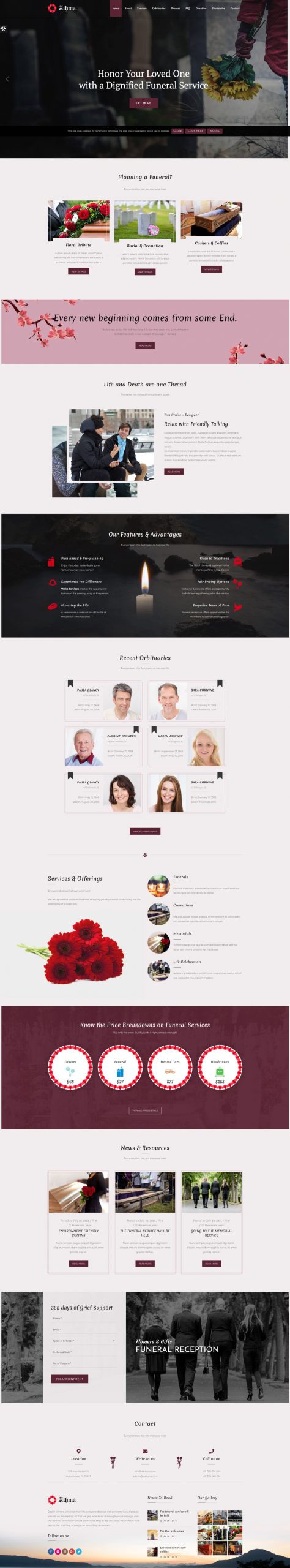 Athma   creative funeral html5 wordpress theme with animation effects