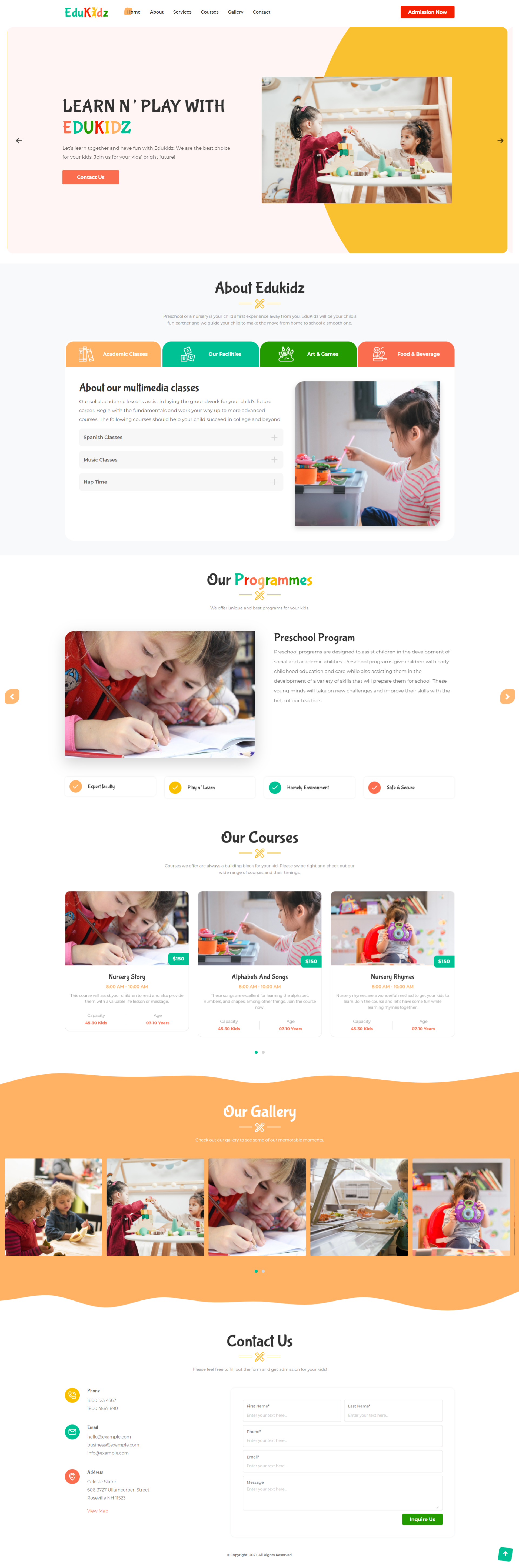 Edukidz   preschool elegant and simple html5 landing page template