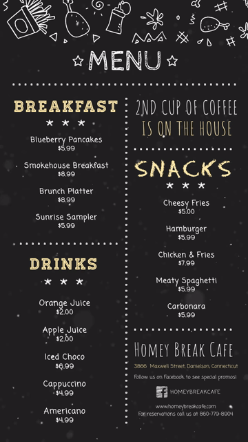 Animated menu design template