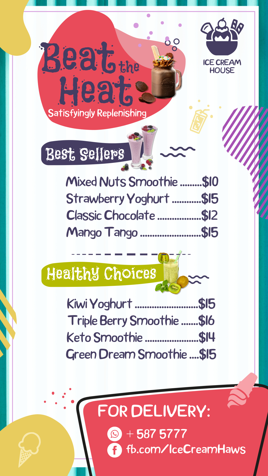 Ice Cream Menu Template | Jazz Up Your Menu Design in 5 Simple Steps | Entheosweb Colorful and modern juice menu template free download